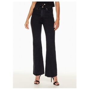 NWT DENIM FORUM Marlene 60s High Rise Flare 30L in Black Eyeliner Size 26